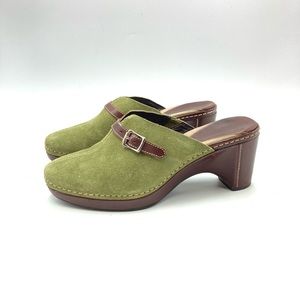 Cole Haan Green Suede Mule Clogs Size 7.5